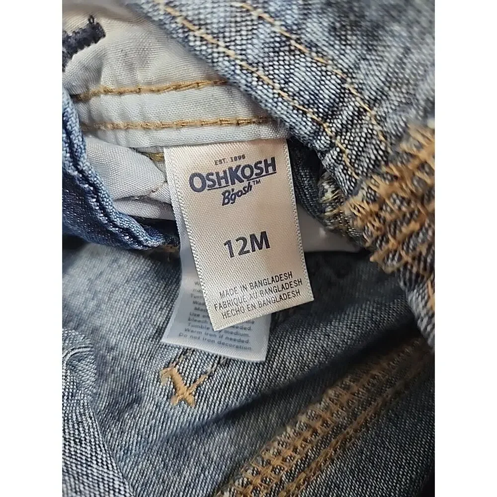 OshKosh B'Gosh Vestbak Bib Blue Jean Overalls Boys Size 12 Months Denim